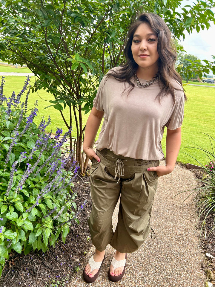 Cream Corded Relaxed Fit Top