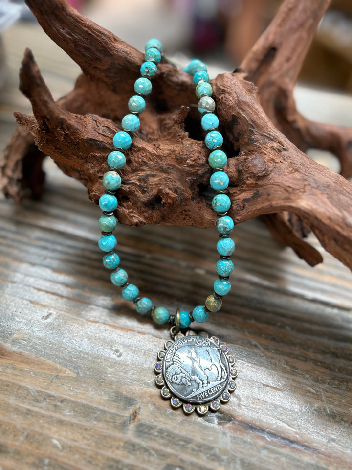 The Geronimo Buffalo Coin Turquoise Necklace