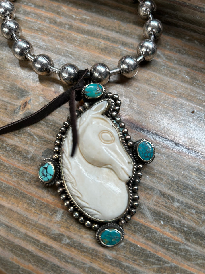 Tibetan Turquoise & Carved Bone Necklace