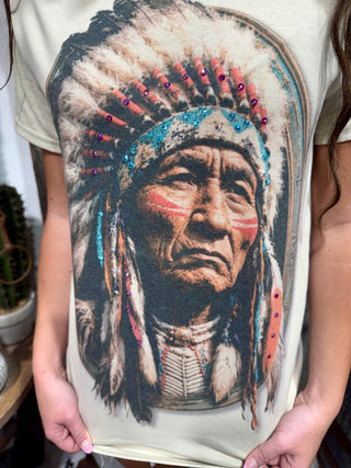 Warrior Spirit Indian Rhinestone Tee