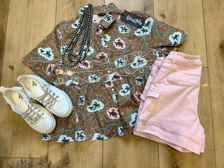 Loopty Lou Bubble Bronc Peplum Top