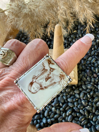 Vintage Indian Portrait Statement Ring – Western Antique Photo Adjustable