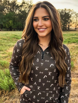 Ranch Stamped Quarter-Zip Pullover – Chocolate