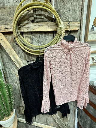 Prairie Dreams Lace Mock Neck Top – 3 Colors