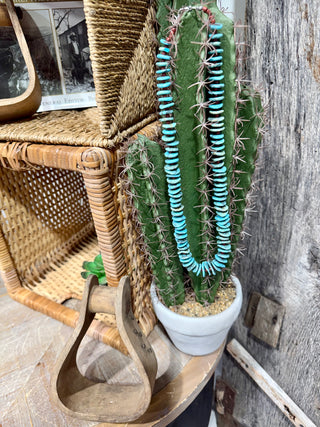 Turquoise Howlite Heishi Bead Necklace | Southwestern Statement Strand | Layering Necklace -22”-Blue Green