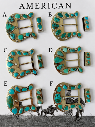 Custom Genuine Kingman Turquoise Artisan Belt Buckle Set