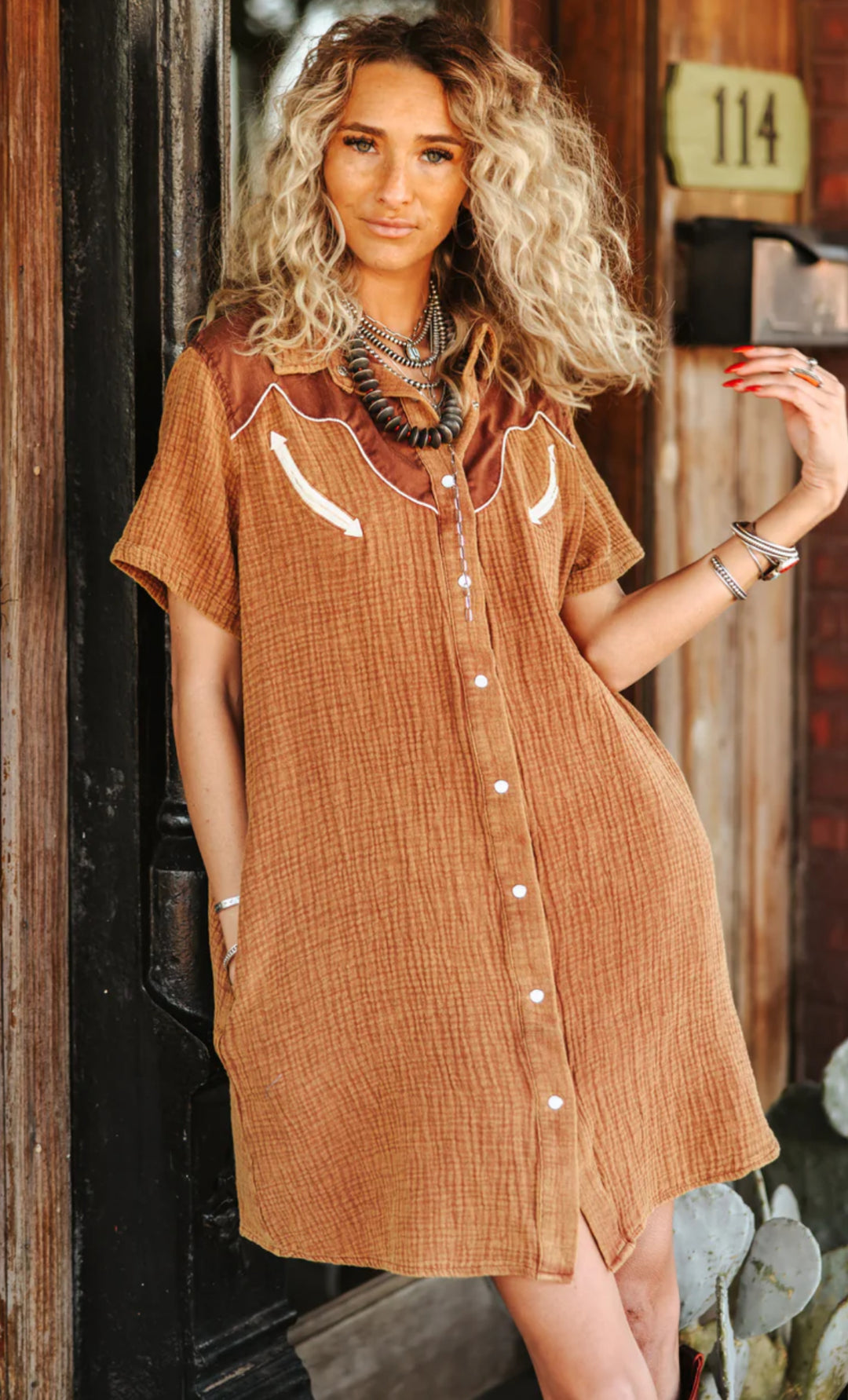 Rank Retro Summer Western Dress- Saddle