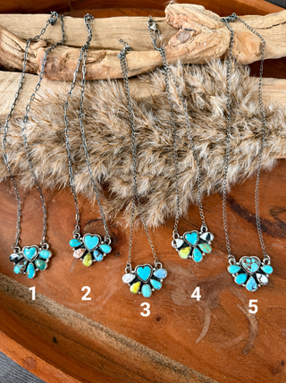 Mixed Mine Turquoise Cluster Necklace – Sterling Silver