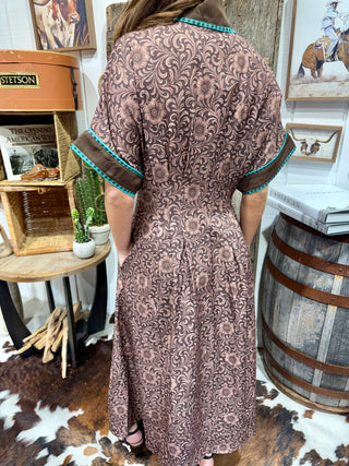 Saddle Kreek Buck Stitch Western Midi Dress- SHIP DATE JULY 25!