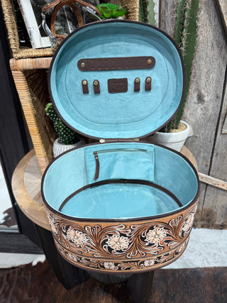 Tooled Leather Western Vanity Case – American Darling Floral Travel Jewelry & Makeup Box