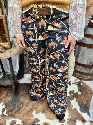 Bridle Print Bucking Horse Trouser Pants