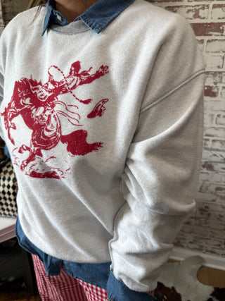 Rough stock Reverse Print Pullover Sweatshirt-Bronc Rider