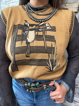 Laredo Saddle Sweater Vest by 2 Fly Co – Western Cowgirl Layering Piece