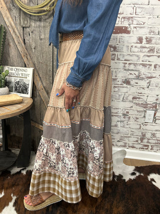 Brown Tiered Prairie Skirt