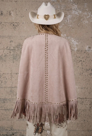 PREORDER | Desert Rose Studded Suede Fringe Cape- ETA October 8-13