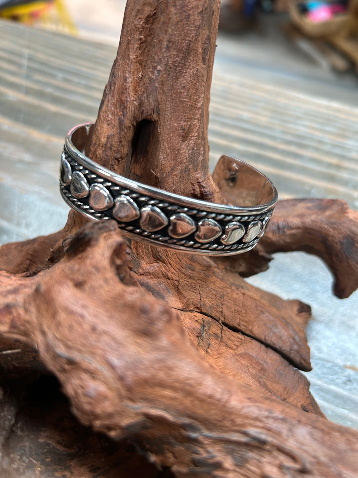 Sterling Silver Heart Cuff Bracelet