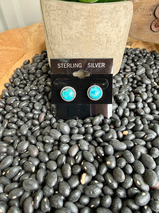 Sterling Silver Round Turquoise Stud Earrings