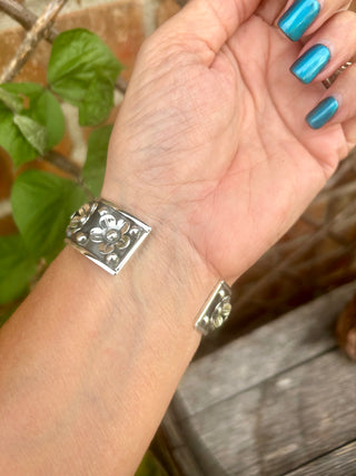 Artisan Crafted Sterling Silver Flower Cuff