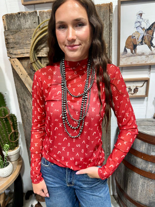 Red Dirt Cattle Brand Mesh Top