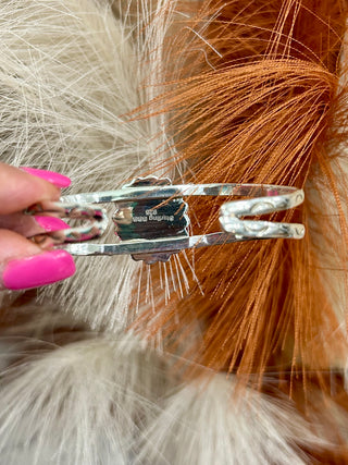 Handmade Sterling Silver & Cotton Candy Kingman Cuff Bracelet