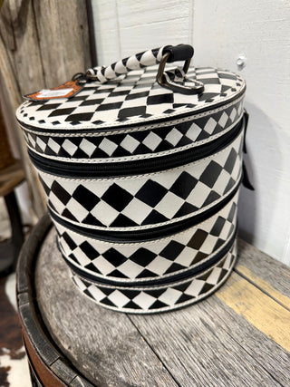 Black & White Checkered 4-Tier Jewelry & Makeup Organizer Case – Western Travel Train Case