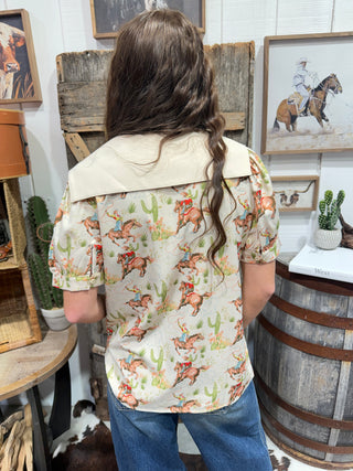 Howdy Hanny Western Cowgirl Button-Up Top
