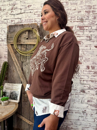 Brown Bull Rider Graphic Sweatshirt – Western Cowgirl Pullover