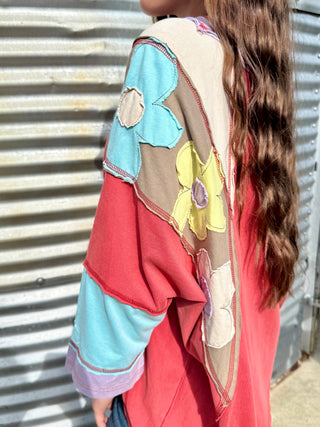 Rust Bloom Patchwork Floral Top | Boho Western Oversized Tunic