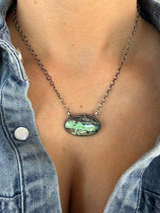 Tia Long Black Jack Turquoise Sterling Silver Necklace