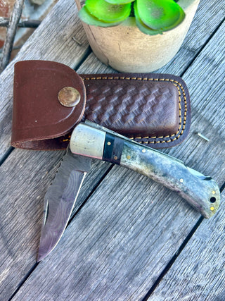 Black Dyed Bone Folding Knife