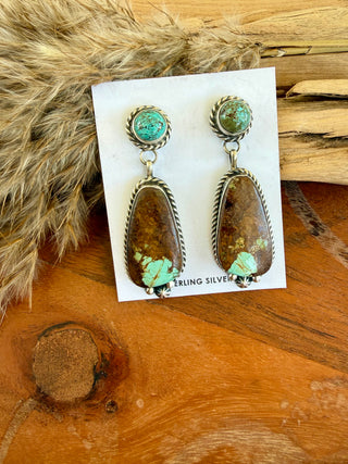 Chassity Belone Turquoise Sterling Silver Statement Drop Earrings – 2.5”