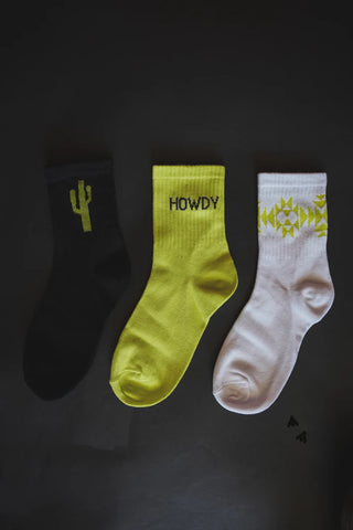 SOCK EM SILLY *CACTI NEON-Set of 3