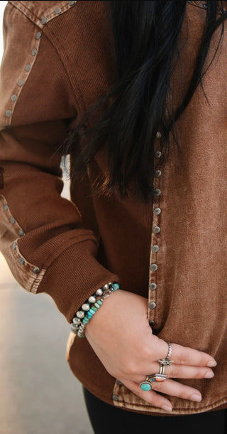 Silver Creek Chocolate Studded Quarter Zip Pullover – 2 Fly Clothing