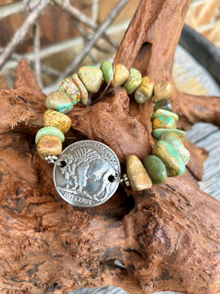 Little Chief Stretch Turquoise Nugget Bracelet