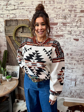Lean On Me Aztec Print Sweater