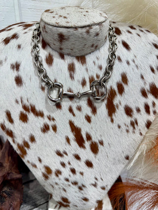 Chunky Silver Snaffle Bit Chain Necklace – Western Equestrian Statement Jewelry