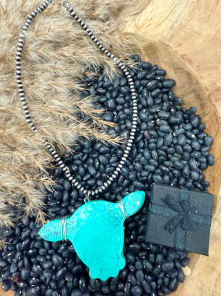Turquoise Cowhead Clay Necklace with – Western Beaded Chain