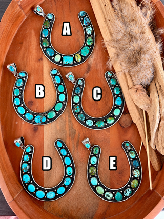 Lucky in Love Kingman Turquoise Oversized Horseshoe Pendant