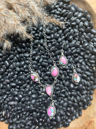 Cotton Candy Turquoise Lariat Set-1