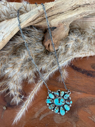 Mine No. 8 Turquoise Sterling Silver Cluster Necklace