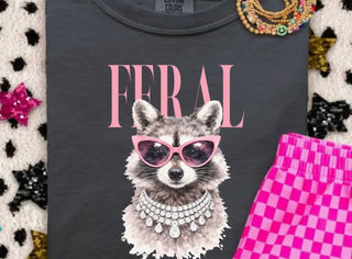 Acid Wash Gray Feral Raccoon T Shirt