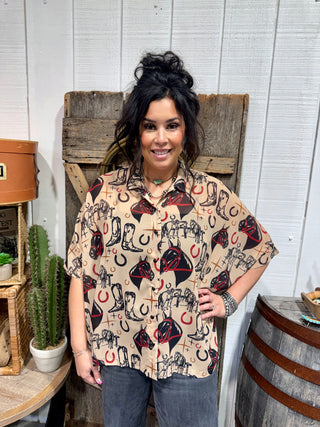 The Westy Horseman Sheer Poncho Top | 2 Fly Western Print Layer