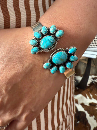 Hada Collection Half Cluster Cuff – Kingman Turquoise & Sterling Silver Bracelet