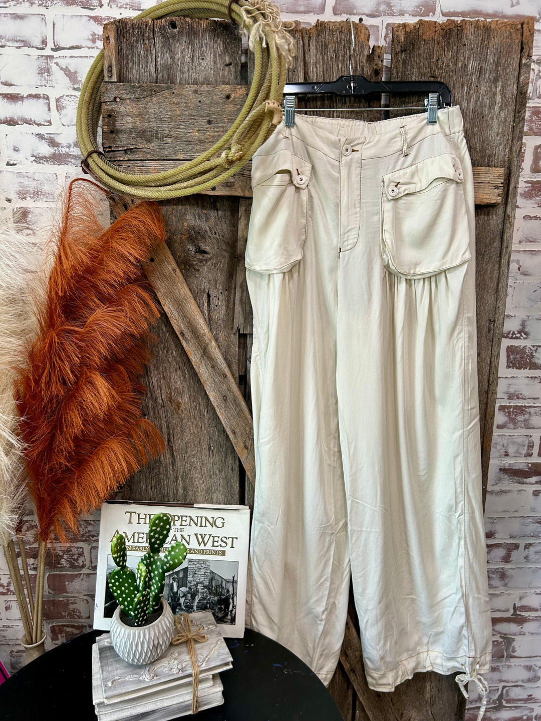 WASHED COLOR TENCEL 3D POCKET WIDE PANTS-FINAL SALE !!
