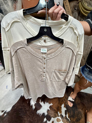 Backroad Mineral Wash Henley Top-3 Colors