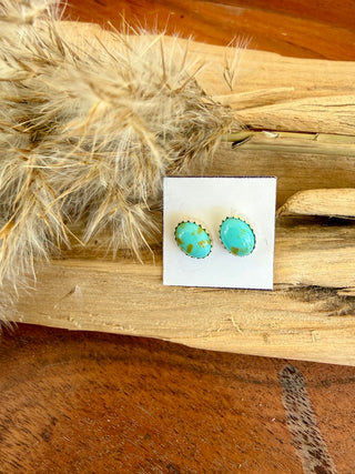 Tiny Turquoise Oval Stud Earrings