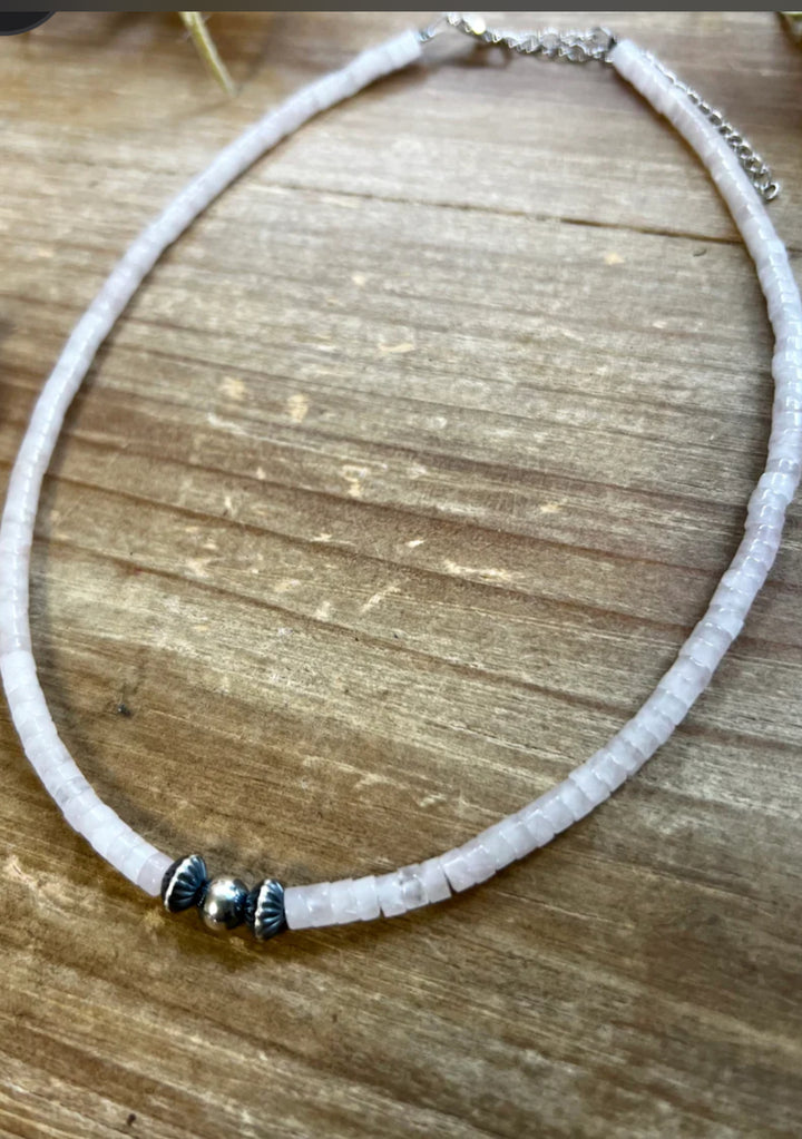 Rose Quartz And Navajo Pearl Choker