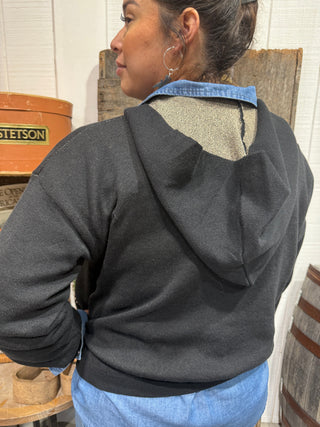 The Ranchita Midnight Western Knit Sweater – Black Zip-Up Horse Graphic Hoodie-2Fly Co.