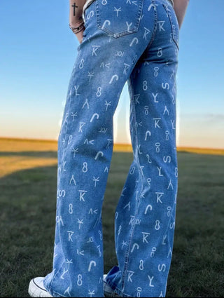 Ranch House Cattle Brand Wide Leg Jeans