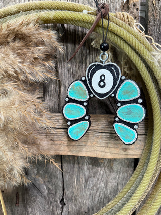 8 Ball Squash Blossom Car Freshie – Western Turquoise Rodeo Air Freshener